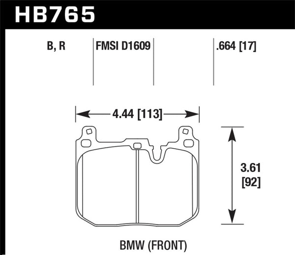 Hawk HB765W.664 15-17 BMW M4 DTC-30 Front Race Pads