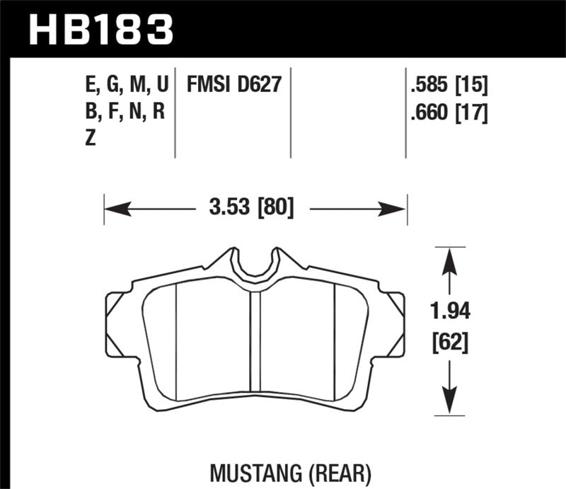 Hawk HB183D.585 95-04 Ford Mustang 4.6L Cobra Rear ER-1 Brake Pads