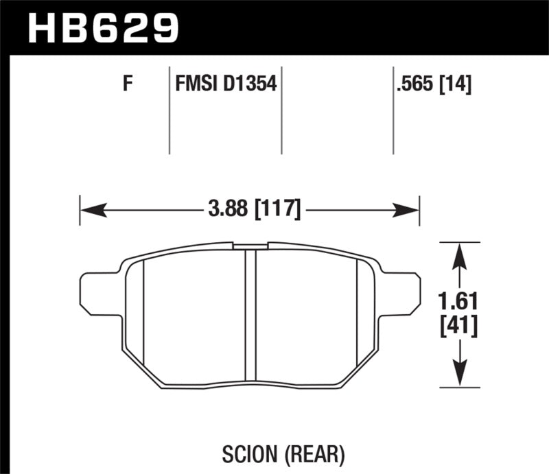 Hawk HB629F.565 08-11 Scion xB / 09-10 Toyota Corolla / 09-10 Matrix / 10 Prius  HPS Street Rear Brake Pads