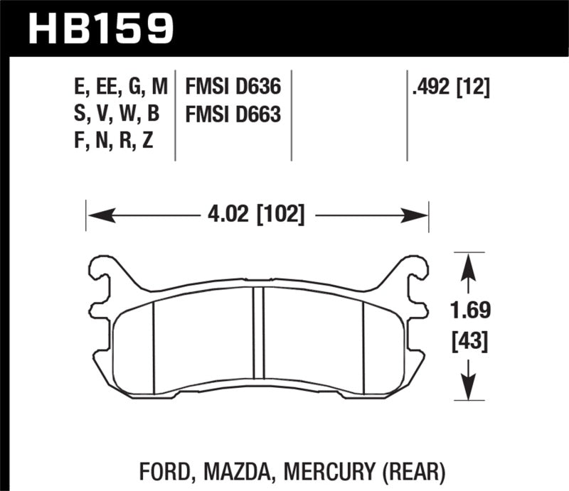 Hawk Plaquettes de frein arrière Chevrolet Venture (FWD) HPS 5.0 2002-2004