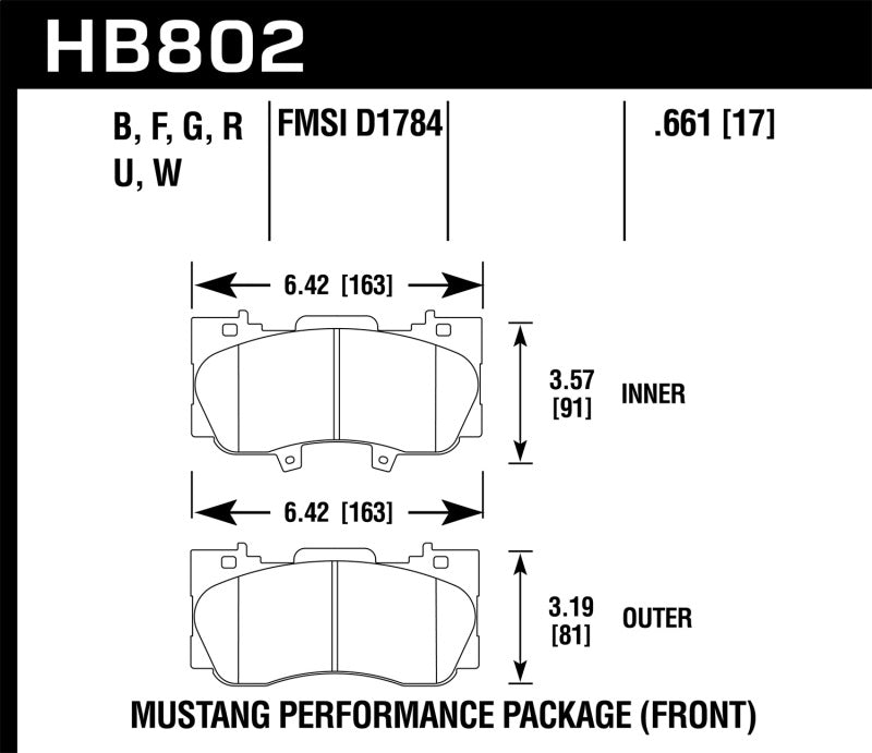 Plaquettes de frein avant Hawk 15-17 Ford Mustang GT DTC-70 Race