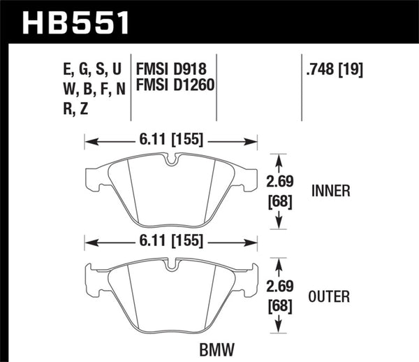 Hawk Plaquettes de frein avant BMW Série 1 M HPS 5.0 2011