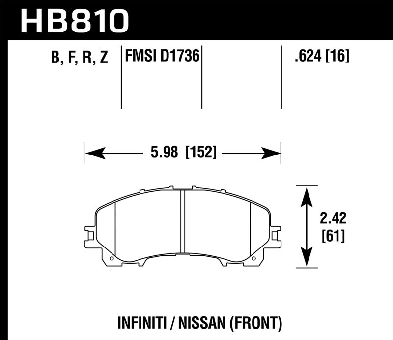 Hawk HB810B.624 14-17 Infiniti Q50 HPS 5.0 Front Brake Pads