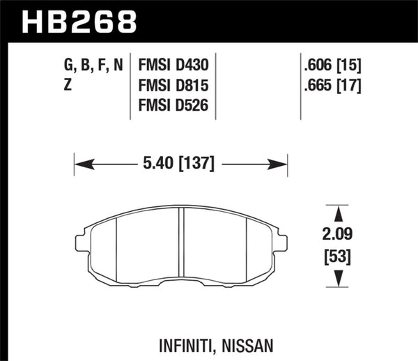 Hawk 03-04 G35/03-05 G35X/ 02-05 350z sans plaquettes de frein avant Brembo DTC-60 Race