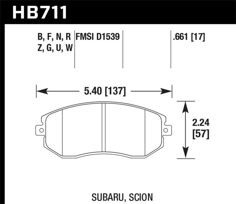 Plaquettes de frein avant Hawk 13 Subaru BRZ / 13 Scion FR-S HPS