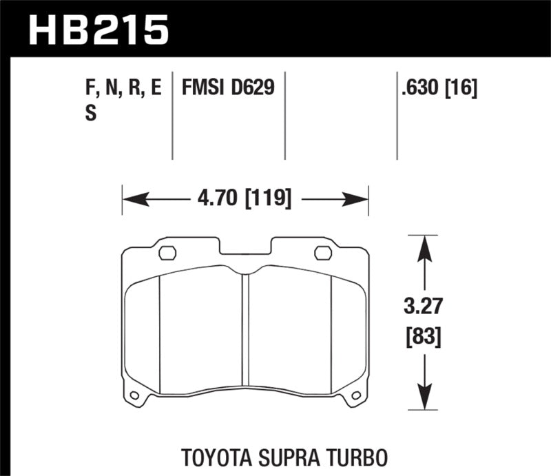 Hawk 93-98 Toyota Supra TT HPS Plaquettes de frein avant rue