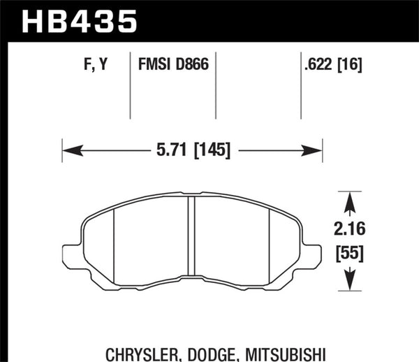 Hawk HB435F.622 00-05 Eclipse GT HPS Street Front Brake Pads