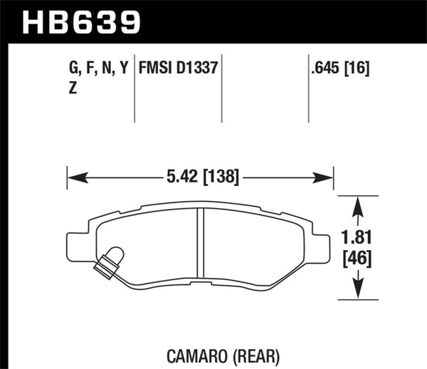 Hawk 2008-14 Cadillac CTS / 10-15 Chevy Camaro HPS 5.0 Plaquettes de frein arrière