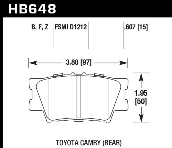 Hawk HB648B.607 2013-2014 Lexus ES300h HPS 5.0 Rear Brake Pads