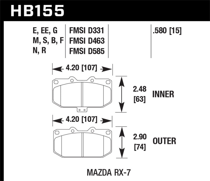 Hawk 93-95 Mazda RX-7 HP+ Plaquettes de frein avant rue