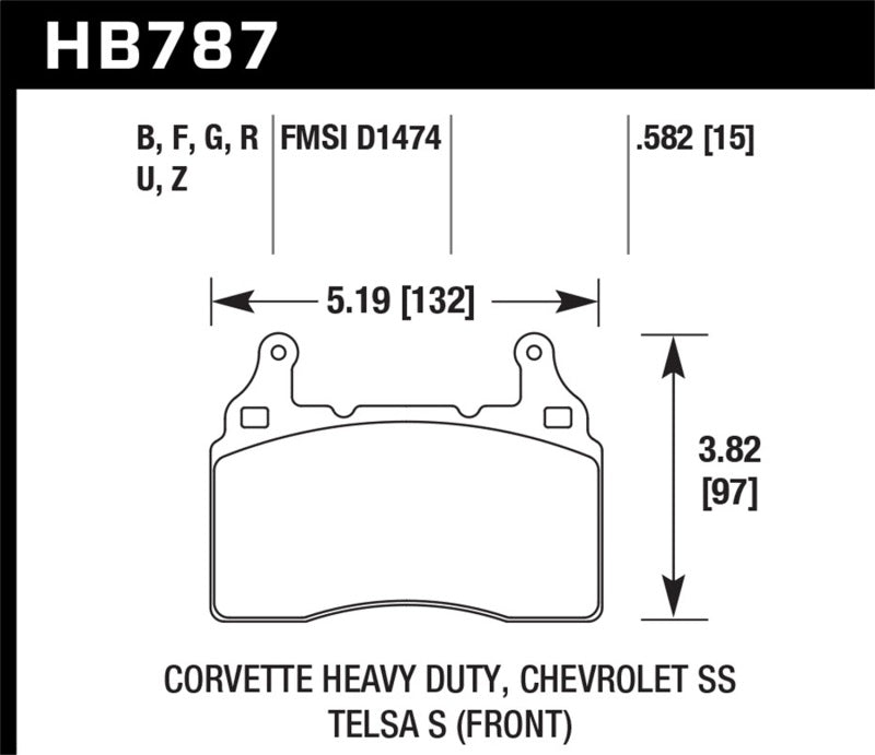 Hawk 15 Chevy Corvette / 16-17 Chevy Camaro / 16-17 Cadillac CTS HP+ Plaquettes de frein avant