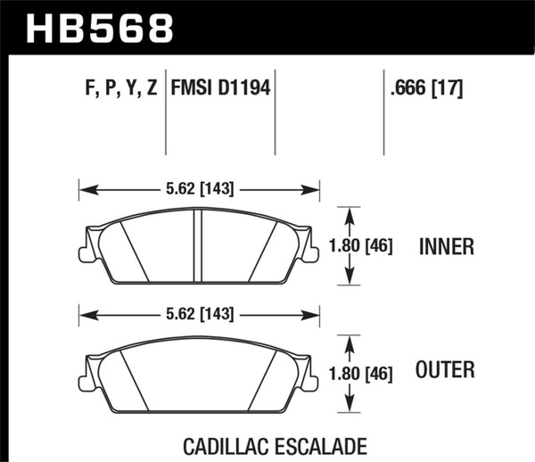 Hawk 07-08 Escalade 6.2 / 07-08 Avalanche Super Duty Plaquettes De Frein Arrière