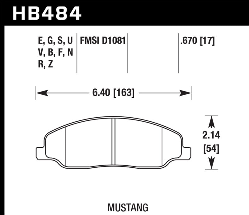 Hawk HB484G.670 05-10 Ford Mustang GT & V6 / 07-08 Shelby GT DTC-60 Race Front Brake Pads