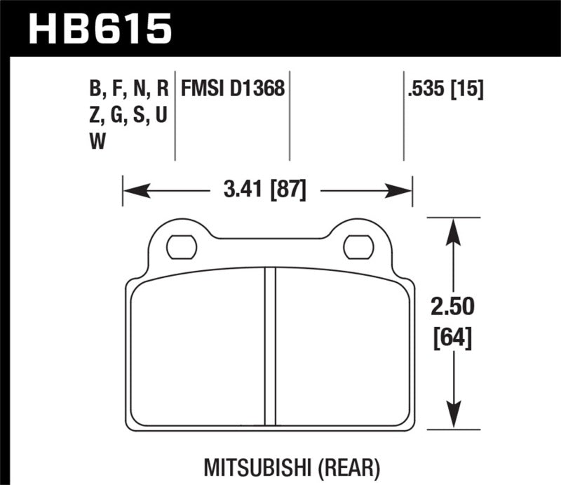 Hawk HB615F.535 EVO X HPS Street Rear Brake Pads