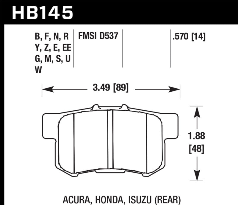 Hawk 1997-1997 Acura CL 2.2 HPS 5.0 Plaquettes de frein arrière