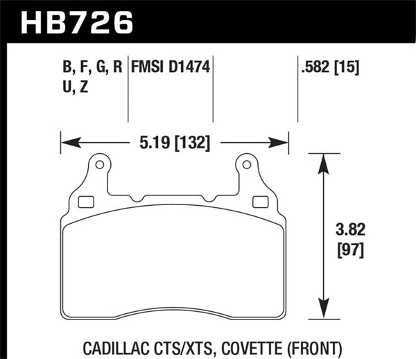 Hawk HB726N.582 10-17 Chevrolet Camaro HP+ Compound Front Brake Pads