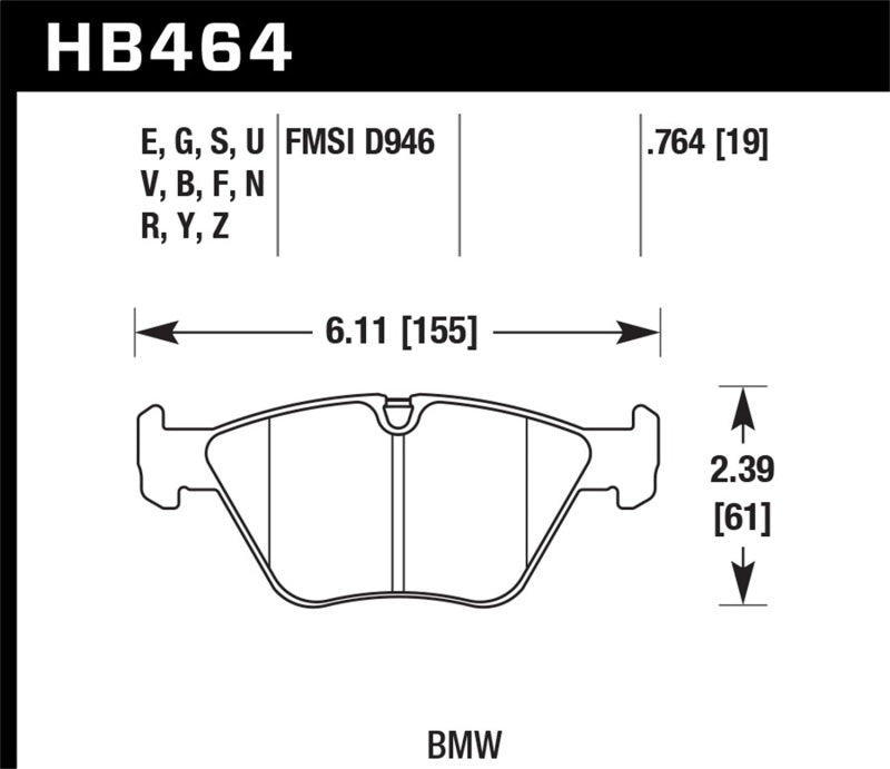 Hawk 2001-2006 BMW 330Ci HPS 5.0 Plaquettes de frein avant