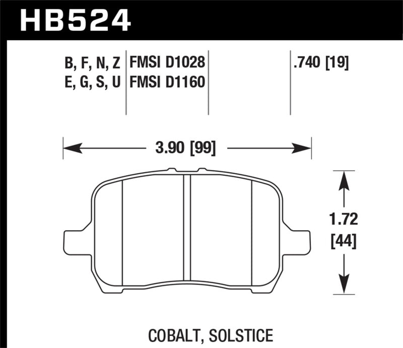 Hawk 05-07 Cobalt SS / 08-09 HHR / 04+ Malibu / 07A+ G5 GT / 06+ G6 / HPS Street Plaquettes de frein avant