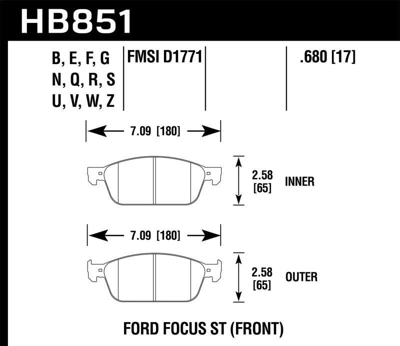 Plaquettes de frein avant Hawk 15-16 Ford Focus ST HPS Street