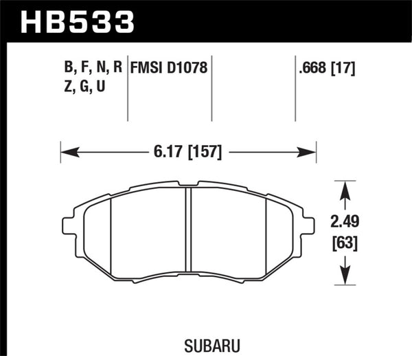 Hawk 05-08 LGT D1078 HP+ Plaquettes de frein avant rue