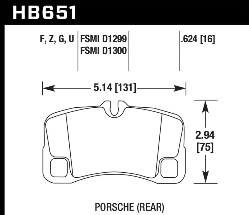 Hawk HB651U.624 07-08 Porsche 911 Turbo/911 GT3/911 GT3 CUP Rear DTC-70 Race Brake Pads