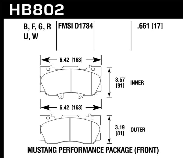 Plaquettes de frein avant Hawk 16-17 Ford Mustang HP+ Street