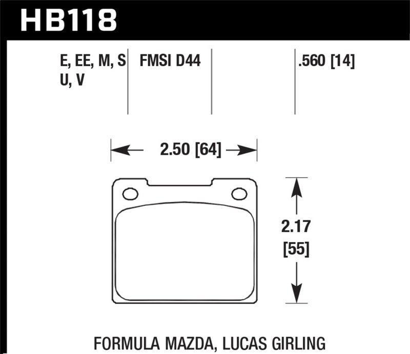 Hawk HB118U.560 65-80 Triumph Spitfire (MKIII/MKIV) DTC-70 Race Front Brake Pads