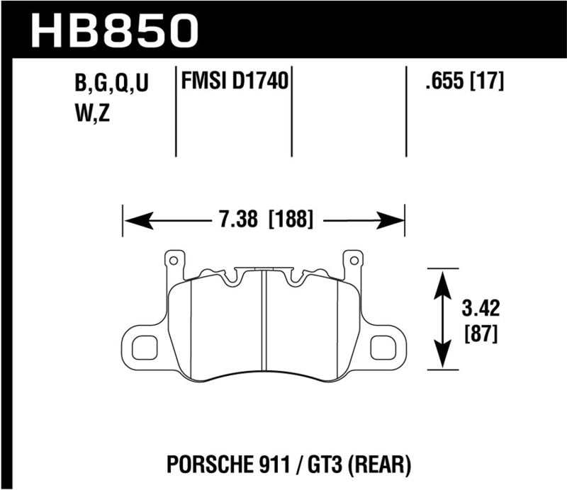 Plaquettes de frein arrière Hawk 14-17 Porsche 911 GT3 DTC-60 Race