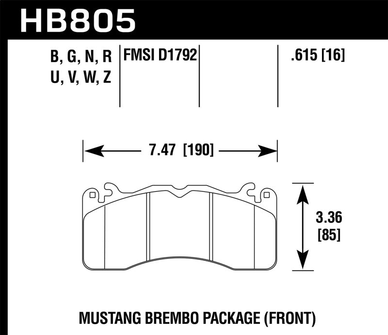 Hawk 15-17 Ford Mustang Brembo Package DTC-60 Plaquettes de frein avant