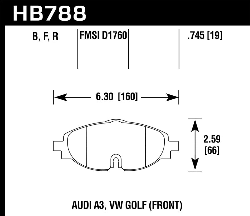 Hawk 15-17 VW Golf / Audi A3/A3 Quattro Plaquettes de frein avant haute performance