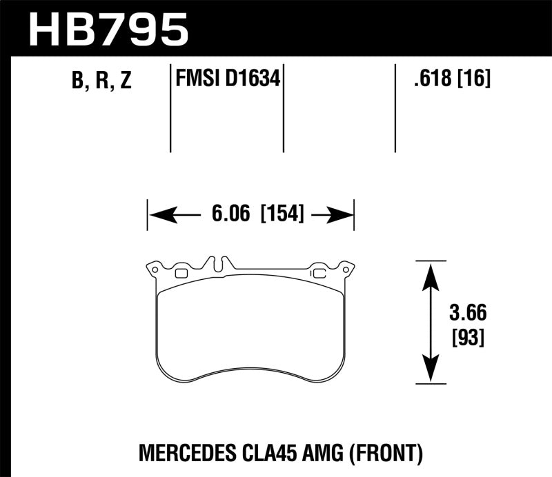 Hawk HB795B.618 14-17 Mercedes-Benz CLA 45 AMG/15-17 Mercedes-Benz GLA 45 AMG HPS 5.0 Front Brake Pads