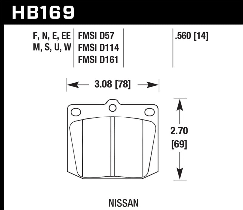 Hawk 75-78 Nissan 280Z Noir Race Plaquettes de frein avant