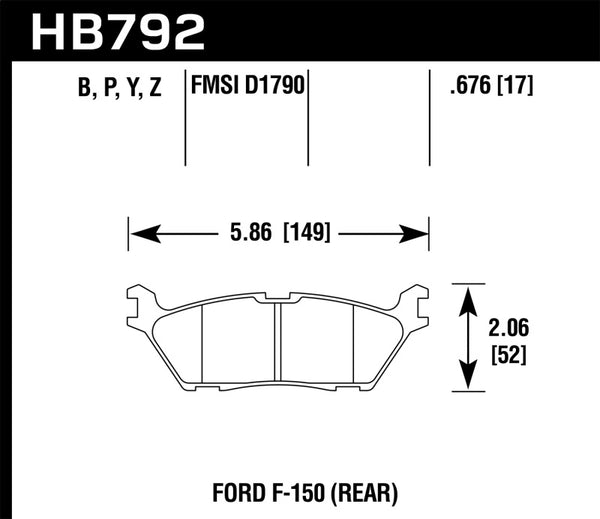 Plaquettes de frein arrière Hawk 15 Ford F-150 HPS 5.0