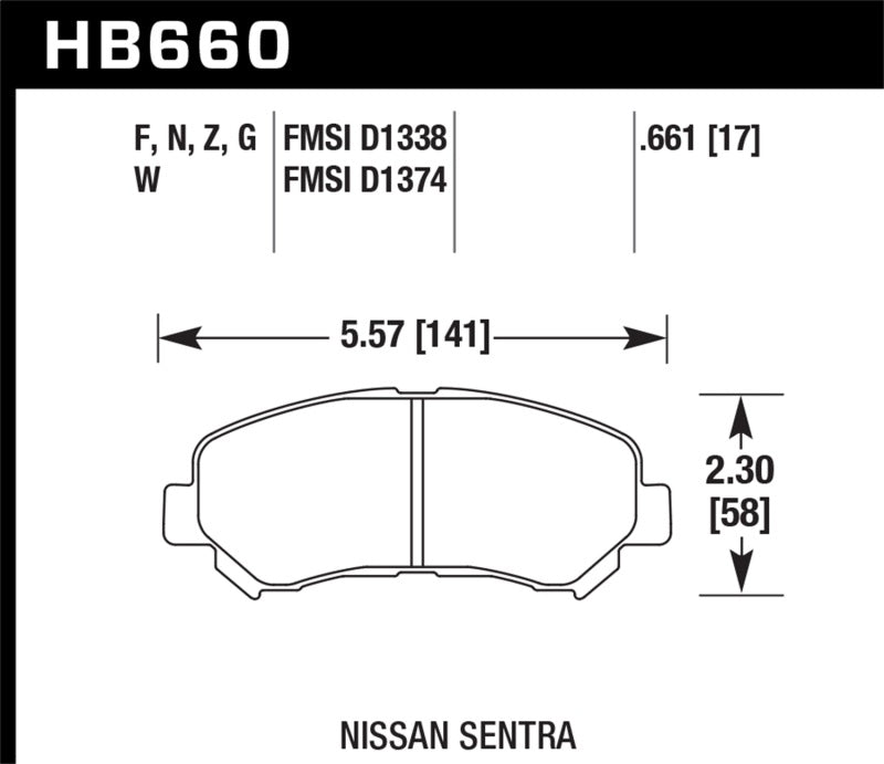 Hawk 09-10 Nissan Maxima / 08-10 Rogue / 07-09 Sentra SE-R / 10 Sentra SE-R M/T HPS Street Front Br