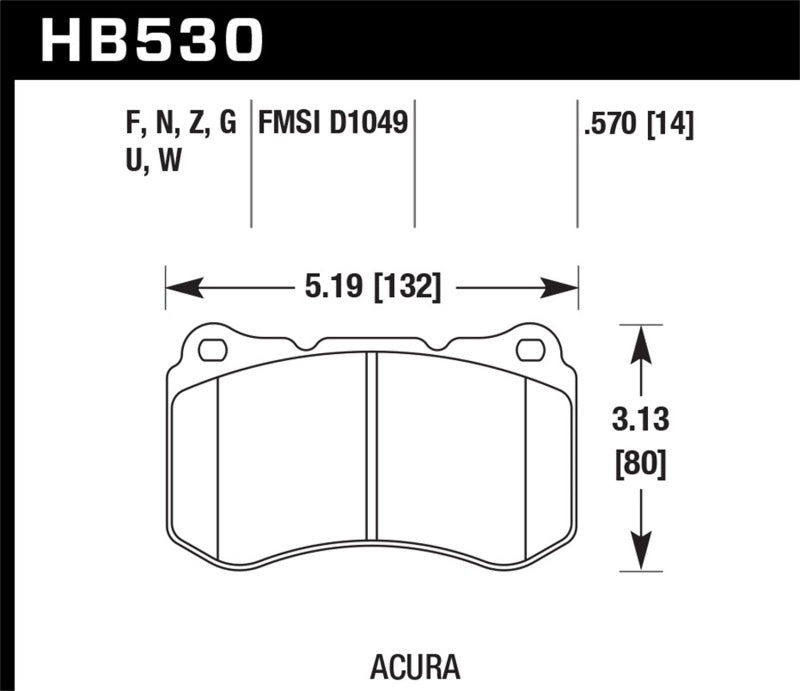 Hawk 07-08 Acura TL 3,5L / 04-08 TL 3,2L Type S HPS Street Plaquettes de frein avant