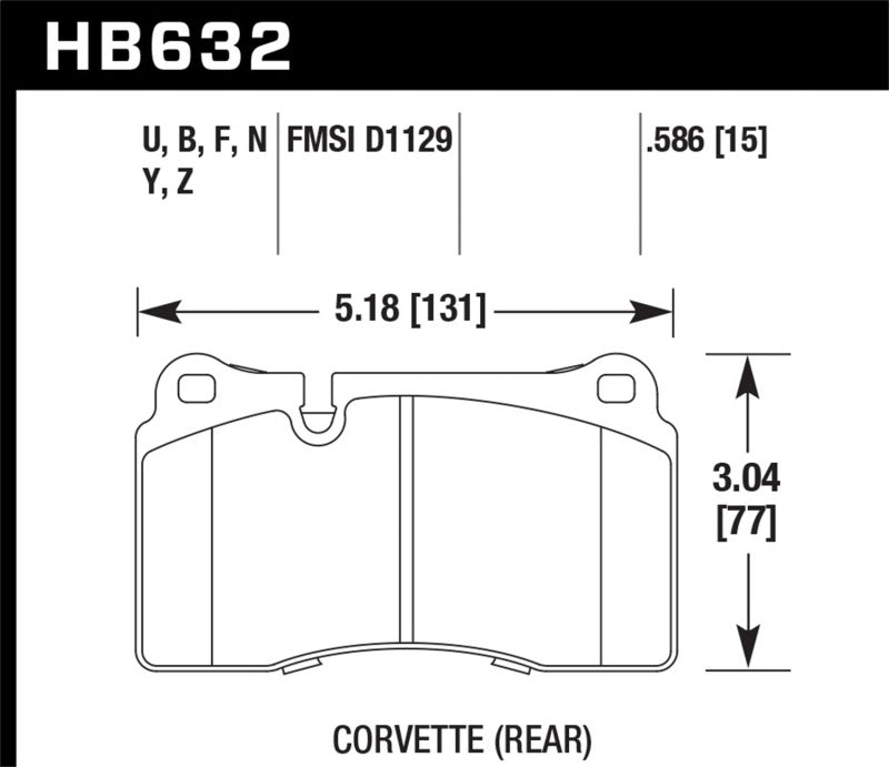 Hawk HB632D.586 14-15 Chevrolet Camaro 7.0L Z28 (Incl.Pad Wear Sensor) Rear ER-1 Brake Pads