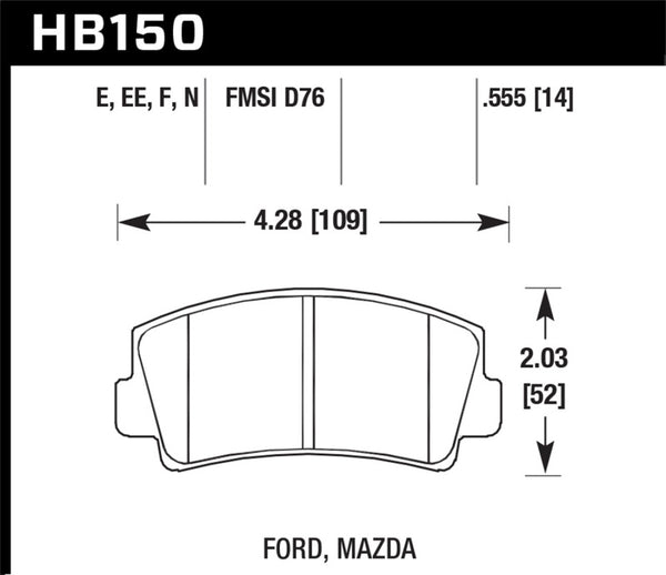 Hawk 79-84 Mazda B2000 / 70-74 RX-2 / 74-78 RX-4 / 79-85 RX-7 Bleu 9012 Plaquettes de frein avant course