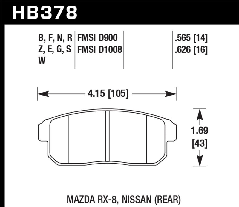 Plaquettes de frein arrière Hawk Mazda RX-8 / Nissan Track DTC-30 Race