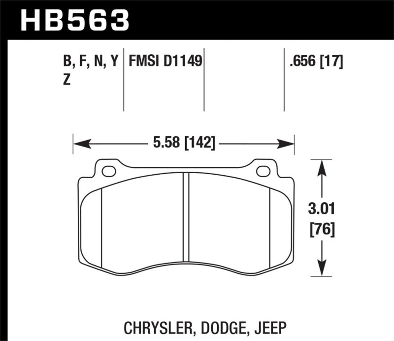 Hawk HB563F.656 06-07 Dodge Magnum SRT8 / 06-09 Challenger SRT8 / 05-07/09 Chrysler 300 C SRT8 HPS Street Front