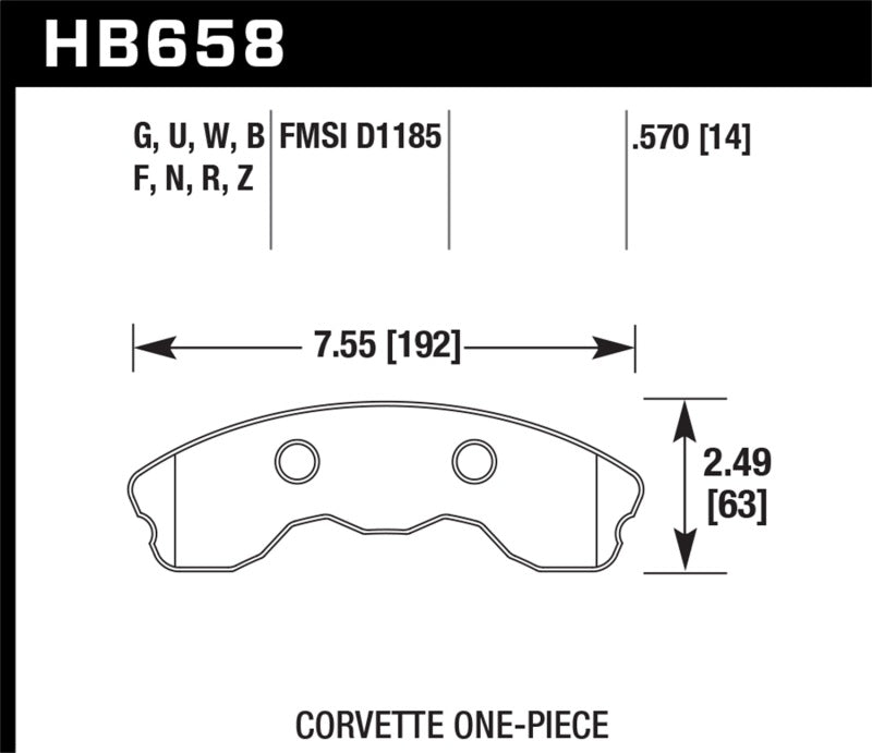 Hawk 2010-2013 Chevy Corvette Grand Sport (coussinets monobloc) haute performance. Plaquettes de frein avant Street 5.0