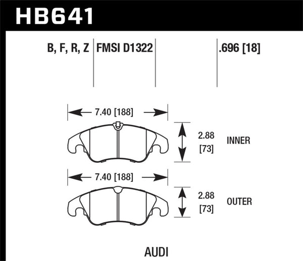 Hawk HB641B.696 2009-2014 Audi A4 HPS 5.0 Front Brake Pads