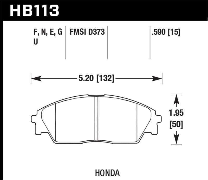 Hawk Honda/ Acura 88-91 Civic Wagon/90-91CRX Si/ 88-90 Prelude S HPS Street Plaquettes de frein avant