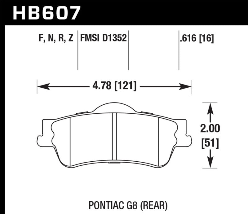 Hawk HB607B.616 13-15 Chevy Caprice Street 5.0 Rear Brake Pads