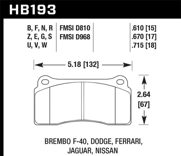 Hawk HB193G.610 Rotora FC4 DTC-60 Race Brake Pads