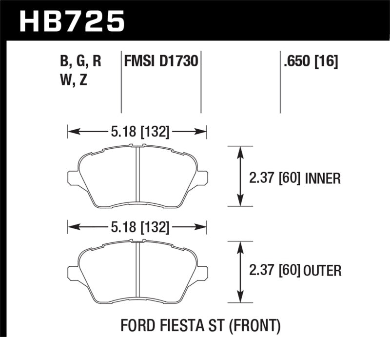 Hawk Plaquettes de frein avant Ford Fiesta ST DTC-60 2014