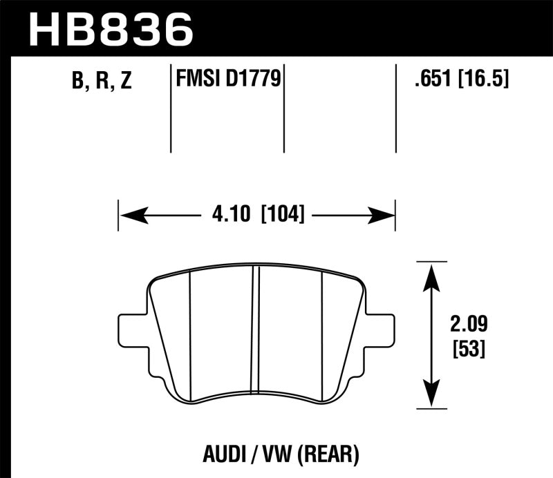 Plaquettes de frein arrière Hawk 15-17 Volkswagen Golf / 15-16 Volkswagen Golf GTI HPS 5.0