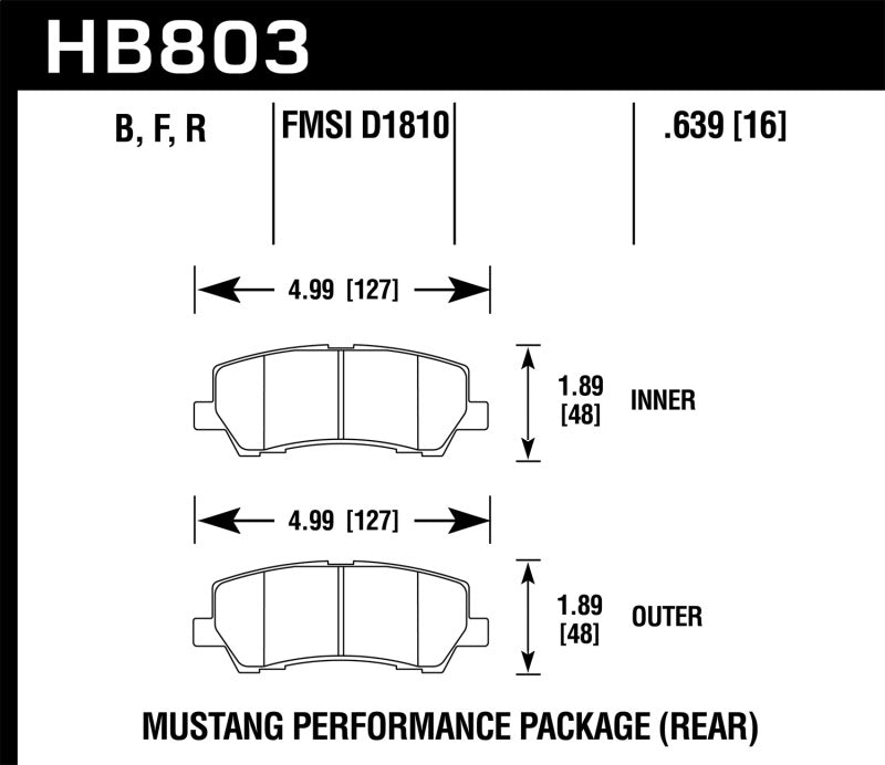 Hawk 16-17 Ford Mustang Brembo Package HPS Plaquettes de frein arrière