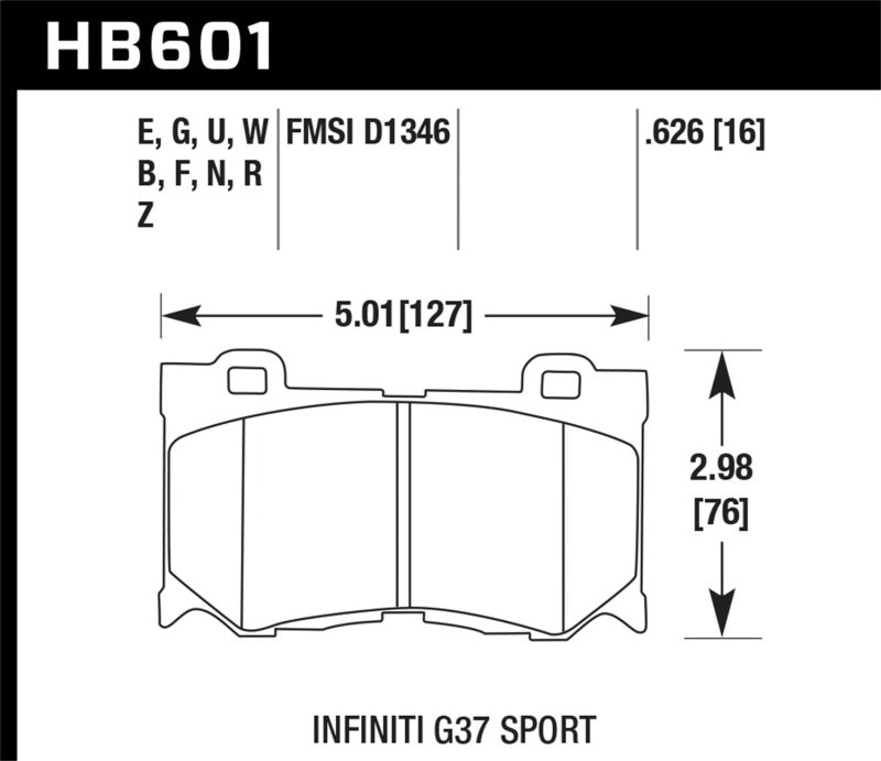 Hawk Plaquettes de frein avant Infiniti FB50 Sport HPS 5.0 2009-2013