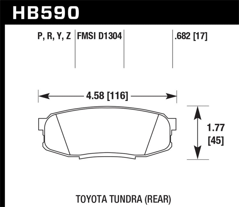 Hawk HB590P.682 08-10 Toyota Land Cruiser / 07-10 Tundra Super Duty Street Rear Brake Pads