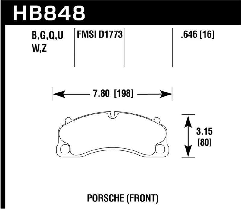 Plaquettes de frein avant Hawk 14-19 Porsche 911 GT3/GT3 RS / 2016 Porsche Cayman GT4 HPS 5.0